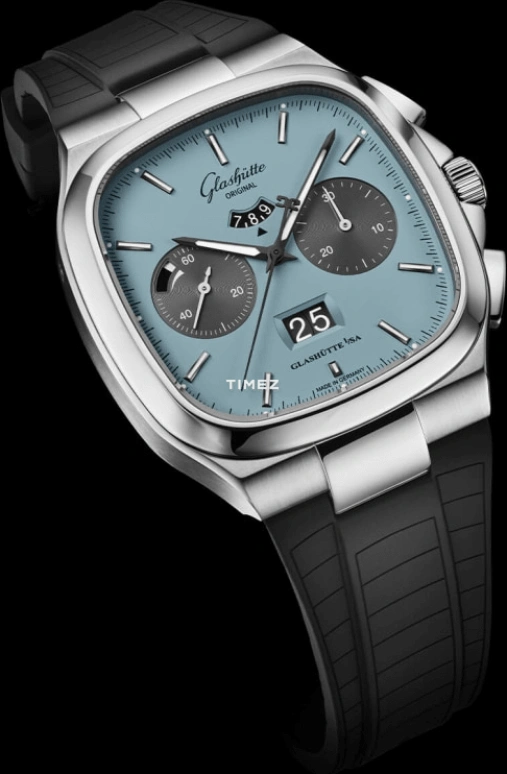 Glashütte Original,Seventies 40x40mm,40x40mm,Stainless Steel,Blue,Automatic,Chronograph,Day,Power Reserve Indicator,Flyback,70hours,In-house Caliber,1,1-37-02-13-02-63
