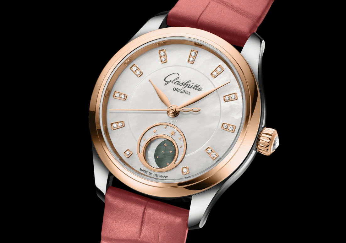 Glashütte Original,Serenade Luna 32.50mm,32.50mm,Stainless Steel,Red Gold,White,Automatic,Moonphase,60hours,1,1-35-14-01-06-04