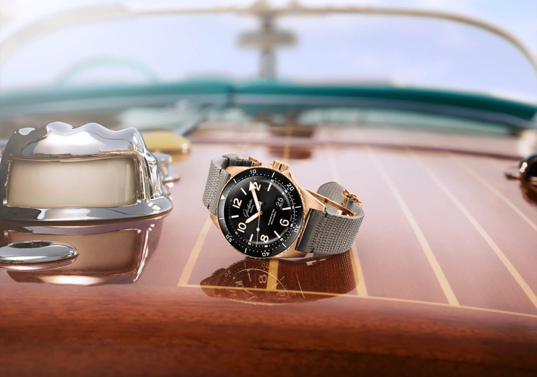 Glashütte Original,SeaQ 43.20mm,43.20mm,Red Gold,Stainless Steel,Black,Automatic,Big Date,100hours,1,1-36-13-03-90-34