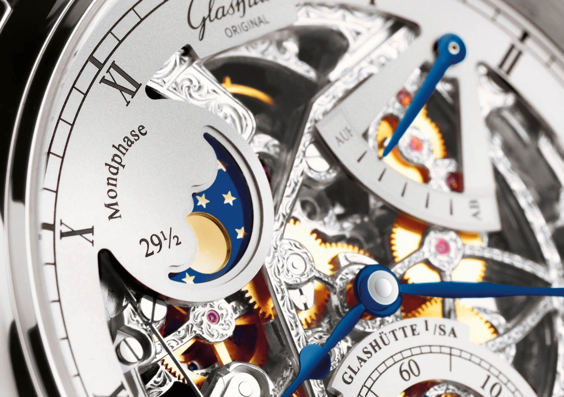 Glashütte Original,Senator 42mm,42mm,White Gold,Skeleton,Handwound,Moonphase,Power Reserve Indicator,1,1-49-13-15-04-30