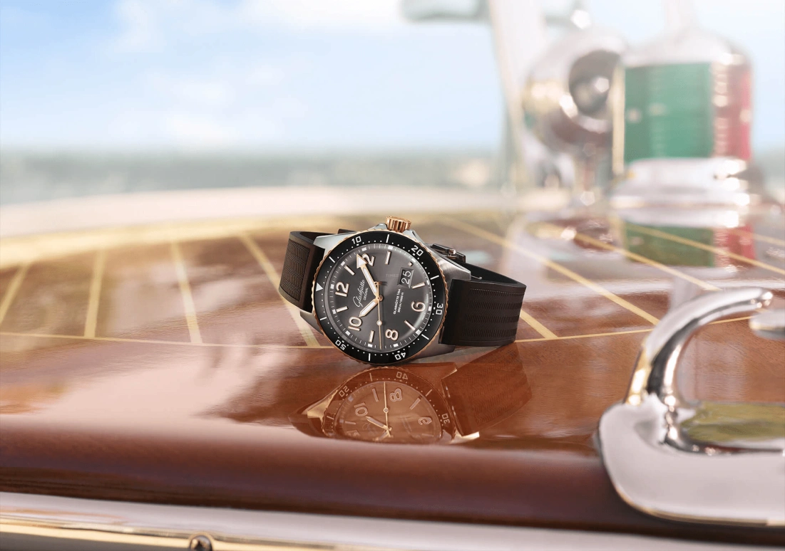 Glashütte Original,SeaQ 43.20mm,43.20mm,Red Gold,Stainless Steel,Grey,Automatic,Big Date,100hours,1,1-36-13-04-91-33