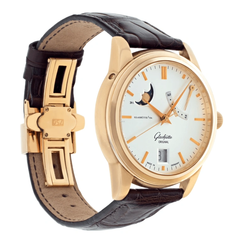 Glashütte Original,Senator 39.30mm,39.30mm,Rose Gold,White,Automatic,Moonphase,Day,Power Reserve Indicator,39,39-44-03-11-04