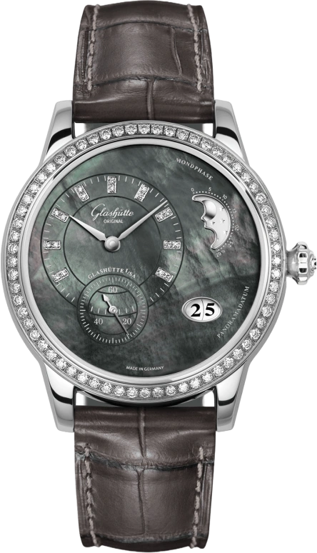 Glashütte Original,Pano 39.40mm,39.40mm,Stainless Steel,Black,Automatic,Moonphase,Big Date,1,1-90-12-02-12-02