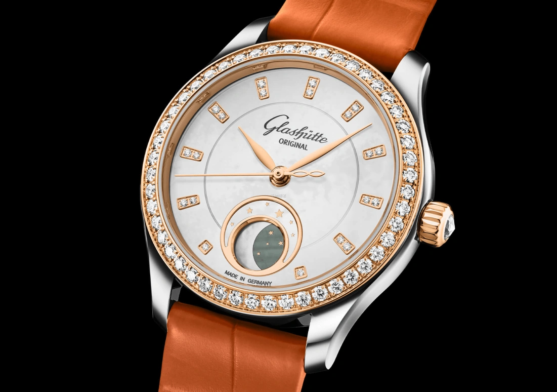 Glashütte Original,Serenade Luna 32mm,32mm,Stainless Steel,Red Gold,White,Automatic,Moonphase,60hours,1,1-35-14-01-16-04