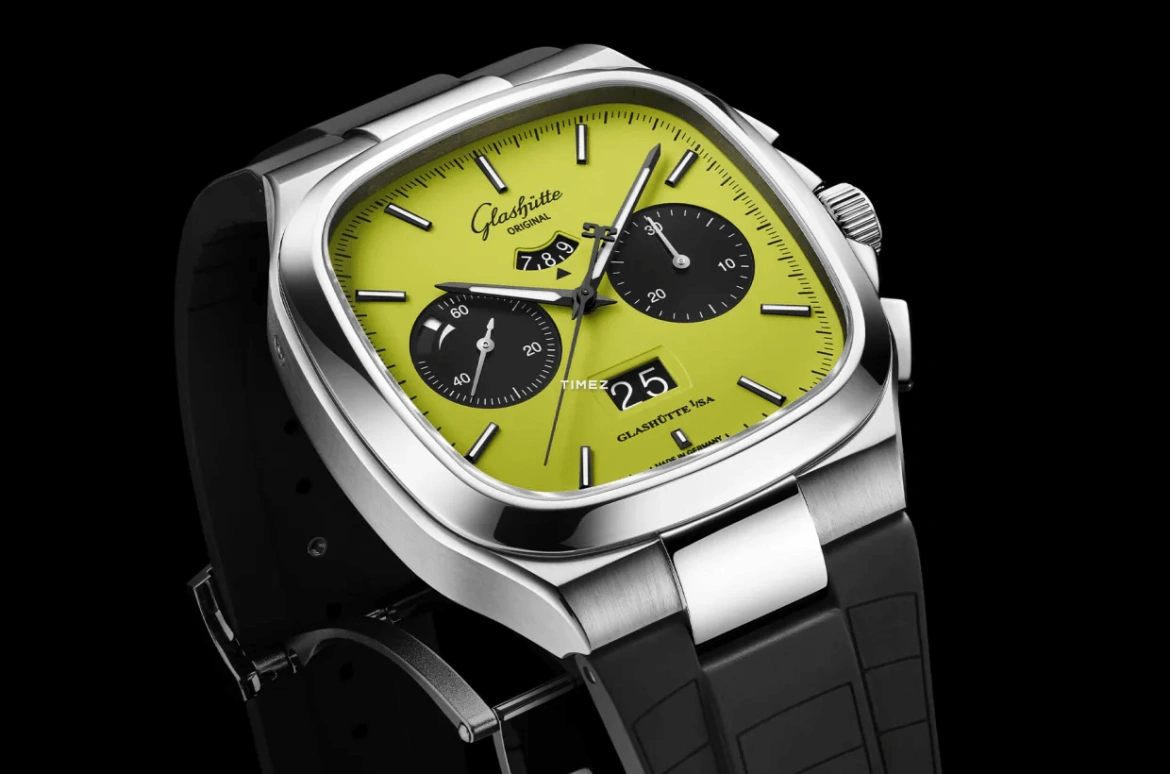 Glashütte Original,Seventies 40x40mm,40x40mm,Stainless Steel,Yellow,Automatic,Chronograph,Power Reserve Indicator,Flyback,Big Date,70hours,In-house Caliber,1,1-37-02-19-02-63