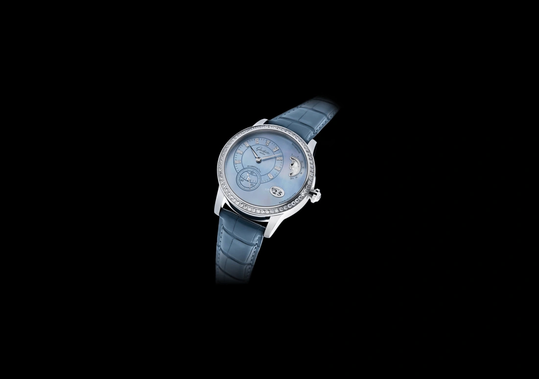 Glashütte Original,Pano 39.40mm,39.40mm,Stainless Steel,Blue,Automatic,Moonphase,Big Date,1,1-90-12-03-12-02
