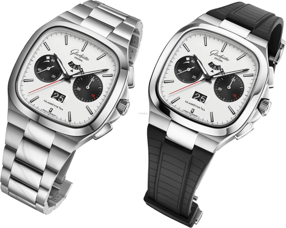 Glashütte Original,Seventies 40x40mm,40x40mm,Stainless Steel,White,Automatic,Chronograph,Power Reserve Indicator,Flyback,Big Date,70hours,In-house Caliber,1,1-37-02-18-02-70