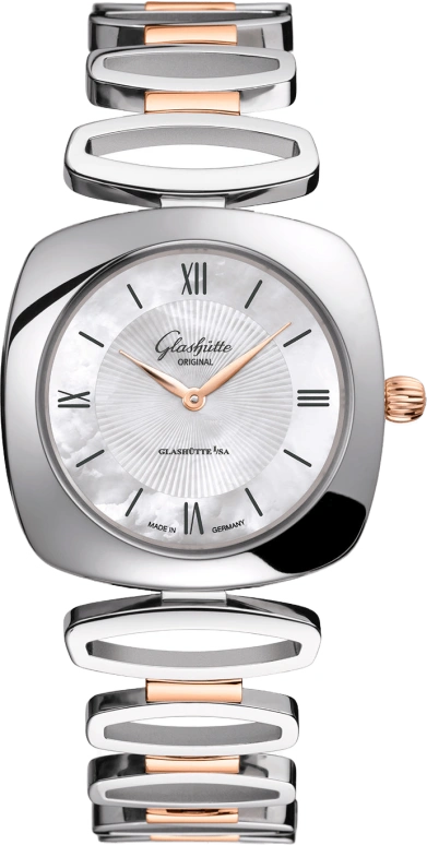 Glashütte Original,Pavonina 31mm,31mm,Red Gold,Stainless Steel,White,Quartz,Day,35712hours,1,1-03-02-05-06-14