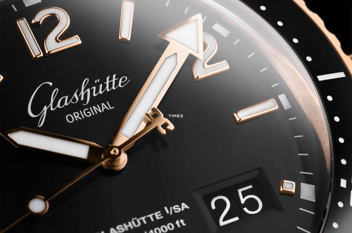 Glashütte Original,SeaQ 43.20mm,43.20mm,Rose Gold,Black,Automatic,Day,Sapphire,Crystal Glass,1,1-36-13-03-90-35