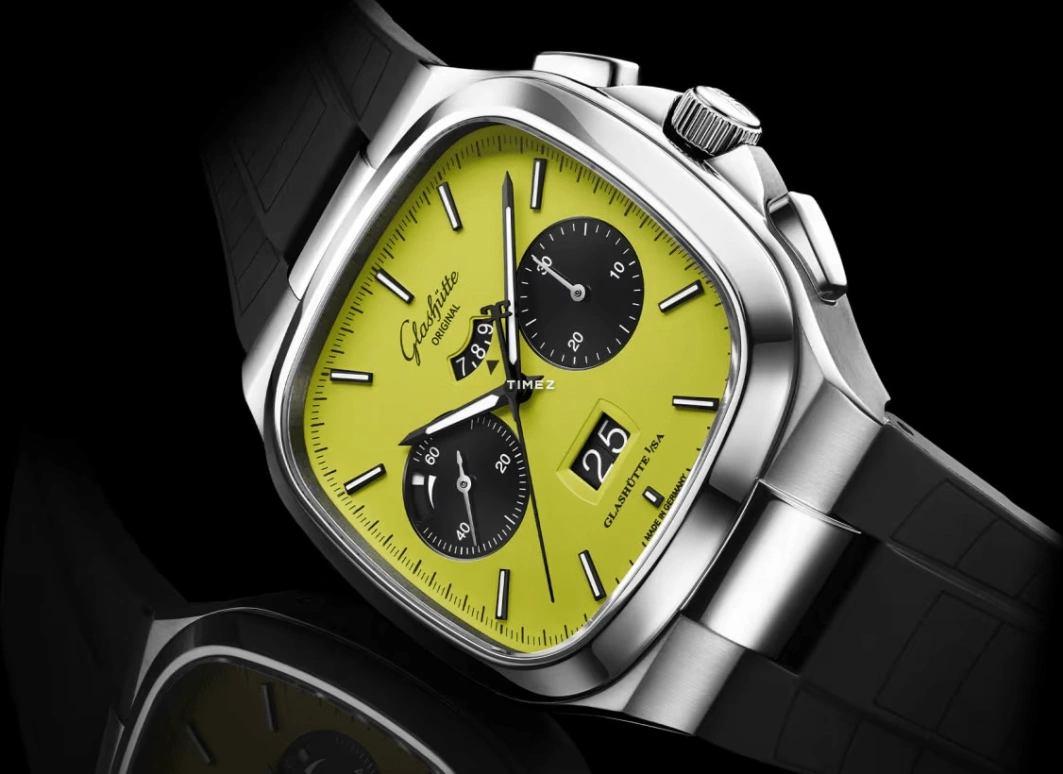 Glashütte Original,Seventies 40x40mm,40x40mm,Stainless Steel,Yellow,Automatic,Chronograph,Power Reserve Indicator,Flyback,Big Date,70hours,In-house Caliber,1,1-37-02-19-02-63
