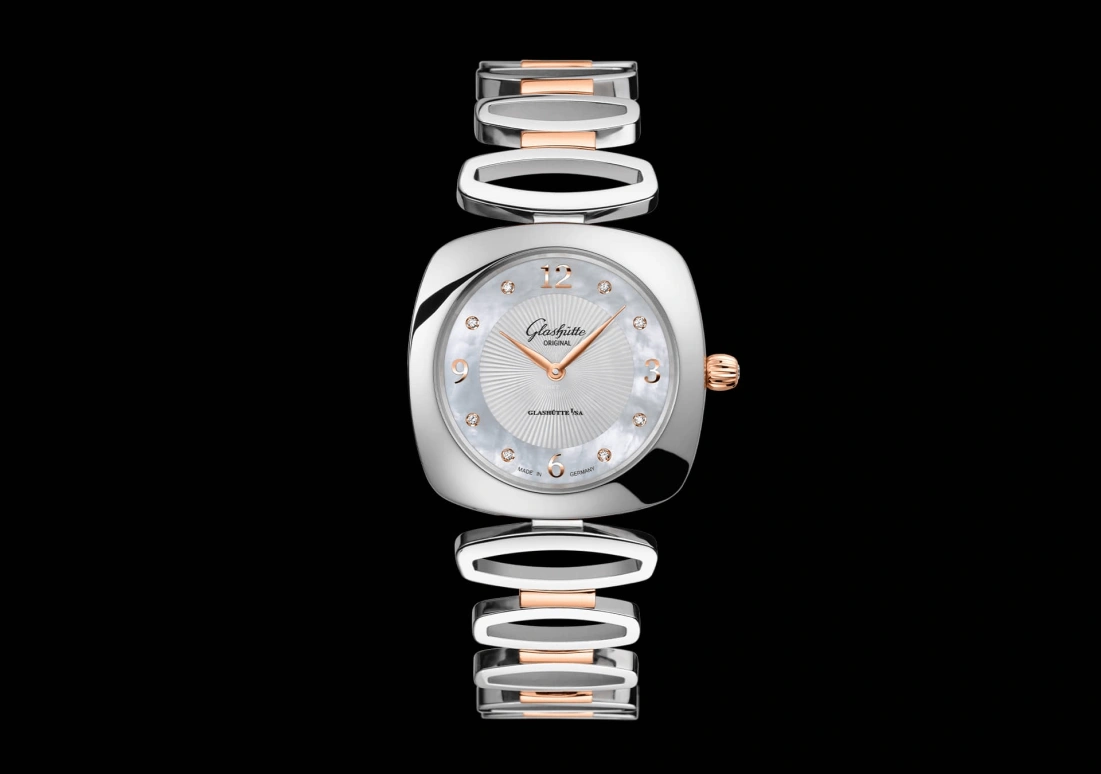 Glashütte Original,Pavonina 31mm,31mm,Red Gold,Stainless Steel,White,Quartz,Day,35712hours,1,1-03-02-04-16-14