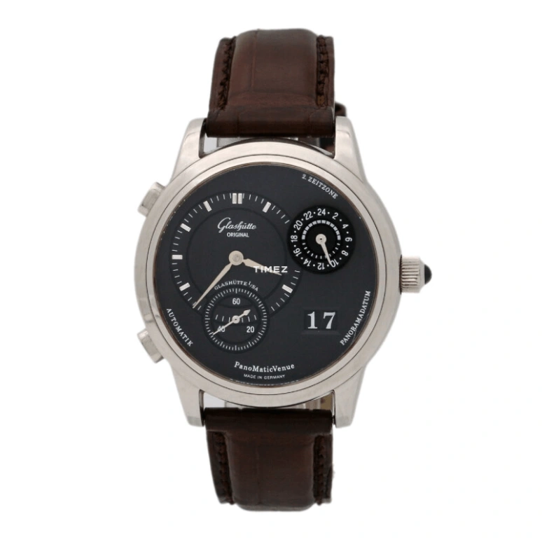 Glashütte Original,Pano 39mm,39mm,Platinum,Black,Automatic,Day,Dule Time,90,90-04-05-13-04