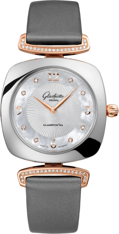 Glashütte Original,Pavonina 31mm,31mm,Red Gold,Stainless Steel,White,Quartz,Day,35712hours,1,1-03-02-04-16-34