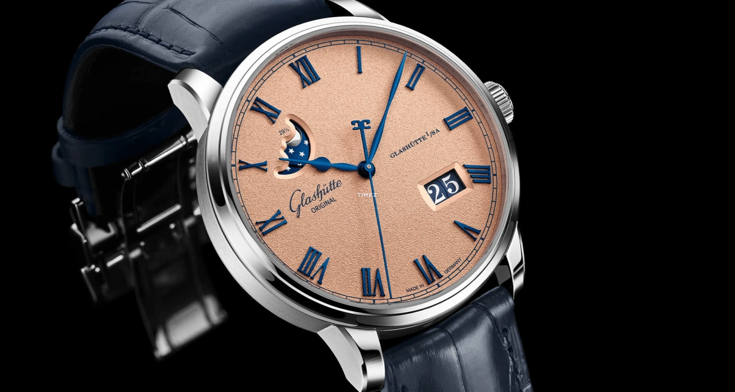 Glashütte Original,Senator 40mm,40mm,Stainless Steel,Salmon,Automatic,Moonphase,Big Date,1,1-36-24-04-02-61
