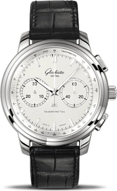 Glashütte Original,Senator 44mm,44mm,Stainless Steel,Silver,Automatic,Chronograph,40hours,1,1-39-34-21-42-04