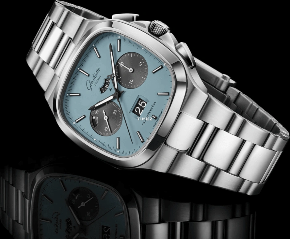 Glashütte Original,Seventies 40x40mm,40x40mm,Stainless Steel,Blue,Automatic,Chronograph,Day,Power Reserve Indicator,Flyback,70hours,In-house Caliber,1,1-37-02-13-02-70
