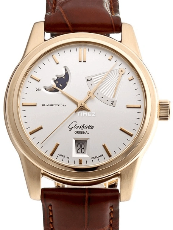 Glashütte Original,Senator 39.30mm,39.30mm,Rose Gold,Silver White,Automatic,Moonphase,Day,Power Reserve Indicator,1,1-39-44-03-11-04