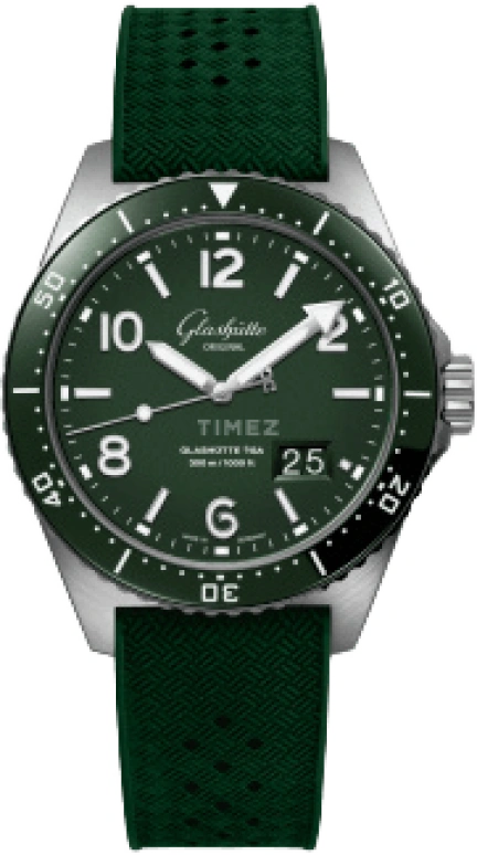 Glashütte Original,SeaQ 43.20mm,43.20mm,Stainless Steel,Green,Automatic,Big Date,100hours,1,1-36-13-07-83-06