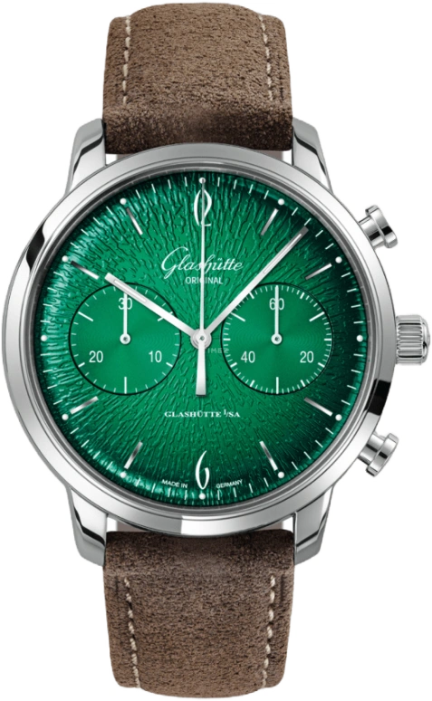 Glashütte Original,Sixties 42mm,42mm,Stainless Steel,Green,Automatic,Chronograph,Big Date,1,1-39-34-05-22-04