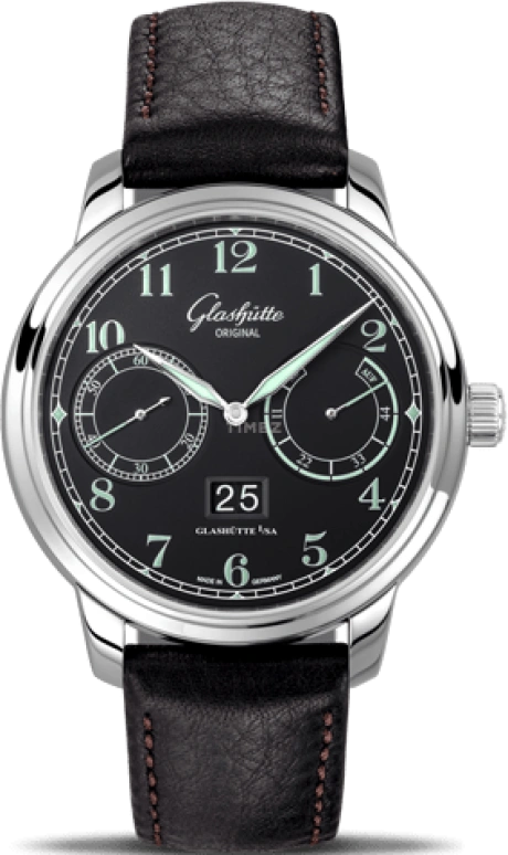 Glashütte Original,Senator 44mm,44mm,Stainless Steel,Black,Automatic,Power Reserve Indicator,Big Date,Alarm,100,100-14-07-02-30