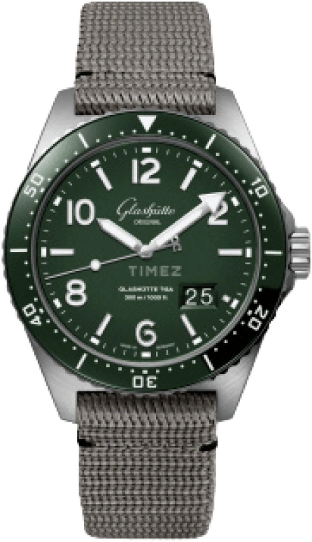 Glashütte Original,SeaQ 43.20mm,43.20mm,Stainless Steel,Green,Automatic,Big Date,100hours,1,1-36-13-07-83-08