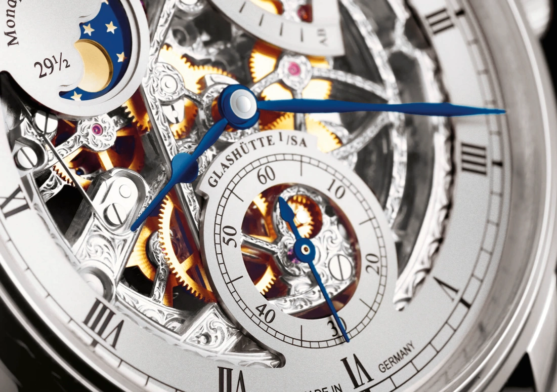 Glashütte Original,Senator 42mm,42mm,White Gold,Skeleton,Handwound,Moonphase,Power Reserve Indicator,1,1-49-13-15-04-30