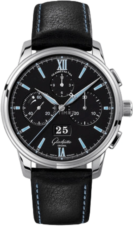 Glashütte Original,Senator 42mm,42mm,Stainless Steel,Black,Automatic,Chronograph,Power Reserve Indicator,Flyback,Big Date,70hours,In-house Caliber,1,1-37-01-03-02-35