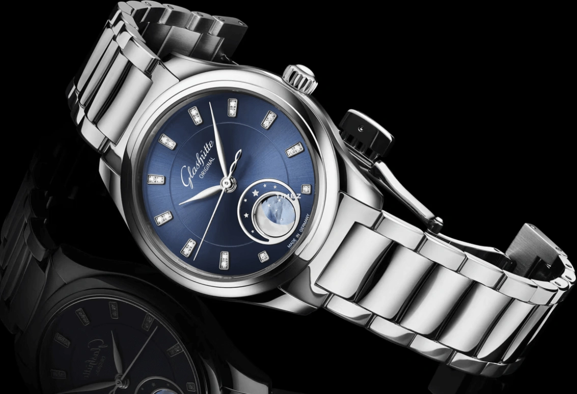 Glashütte Original,Serenade Luna 32.50mm,32.50mm,Stainless Steel,Blue,Automatic,Moonphase,Sapphire,Crystal Glass,1,1-35-14-03-02-14