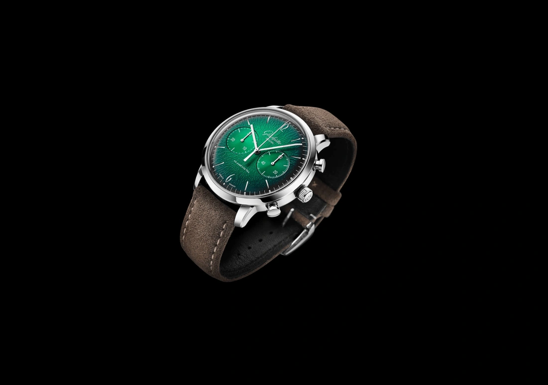 Glashütte Original,Sixties 42mm,42mm,Stainless Steel,Green,Automatic,Chronograph,Big Date,1,1-39-34-05-22-04