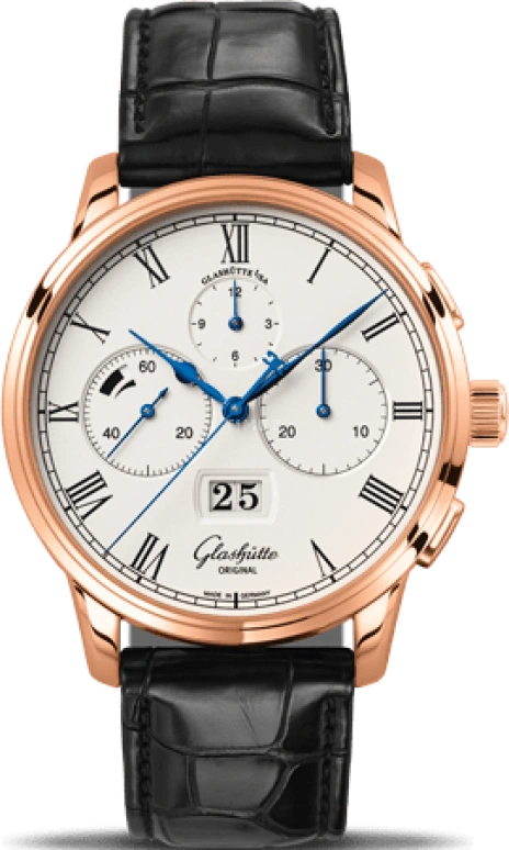 Glashütte Original,Senator 42mm,42mm,Red Gold,Silver,Automatic,Chronograph,Power Reserve Indicator,Flyback,Big Date,70hours,In-house Caliber,1,1-37-01-01-05-30