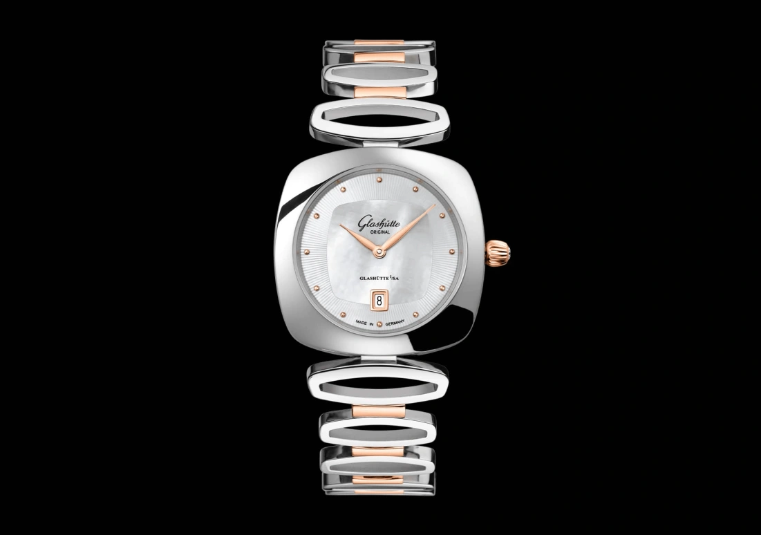 Glashütte Original,Pavonina 31mm,31mm,Red Gold,Stainless Steel,White,Quartz,Date,35712hours,1,1-03-01-26-06-14