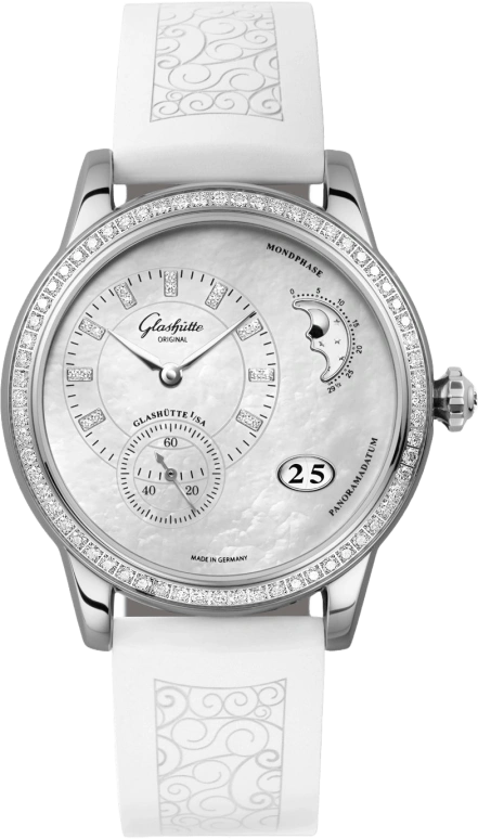 Glashütte Original,Pano 39.40mm,39.40mm,Stainless Steel,White,Automatic,Moonphase,Big Date,1,1-90-12-01-12-04