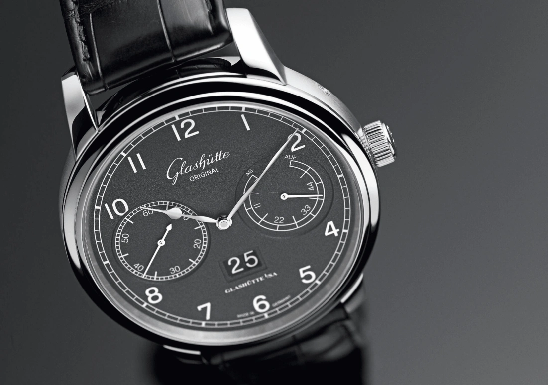 Glashütte Original,Senator 44mm,44mm,Stainless Steel,Grey,Automatic,Power Reserve Indicator,Big Date,Alarm,100,100-14-02-02-05