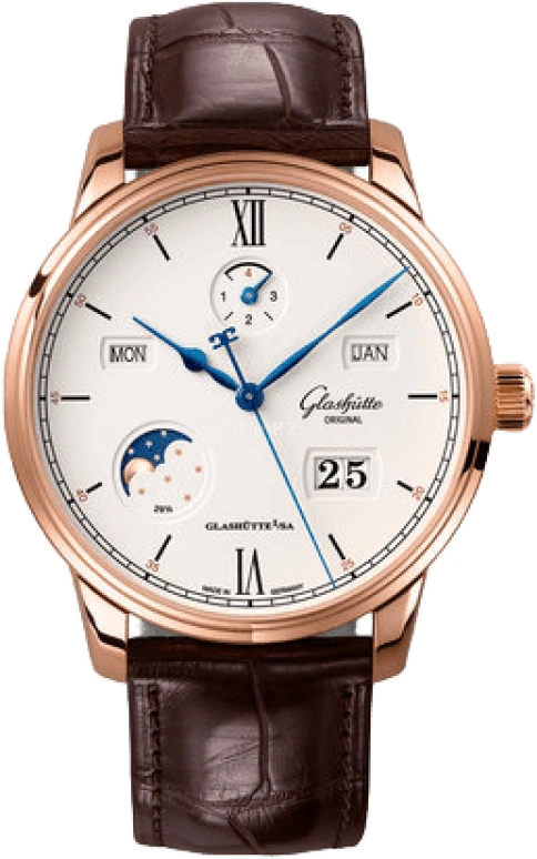 Glashütte Original,Senator 42mm,42mm,Red Gold,Silver,Automatic,Moonphase,Perpetual Calendar,Leap Year,Month,100hours,In-house Caliber,1,1-36-02-02-05-50