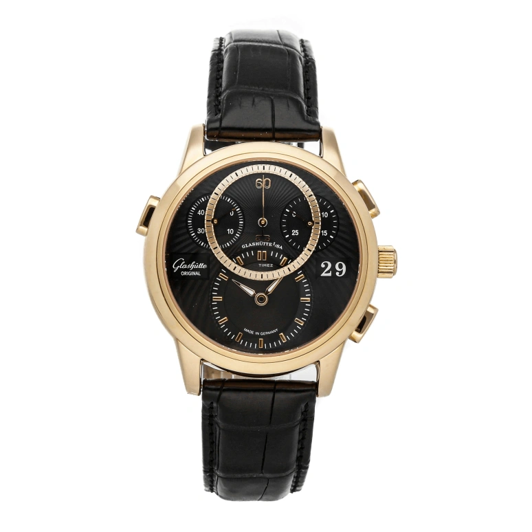 Glashütte Original,Pano 39.30mm,39.30mm,Rose Gold,Black,Automatic,Chronograph,Day,95,95-01-11-01-04