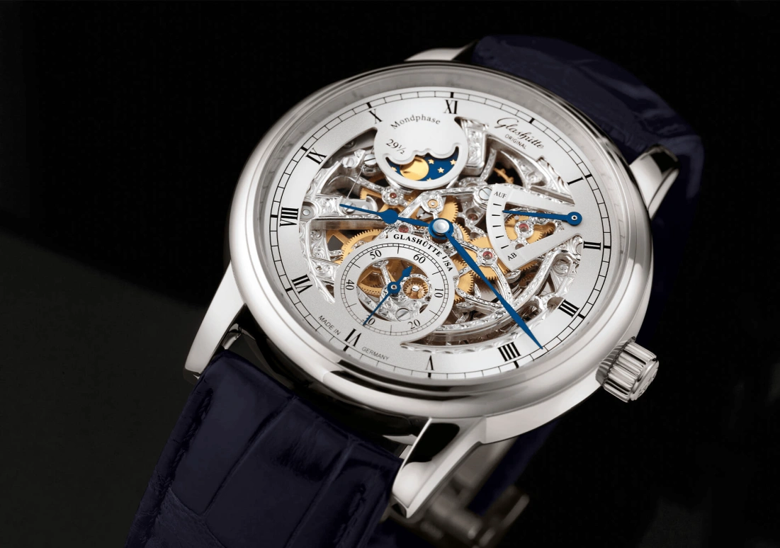 Glashütte Original,Senator 42mm,42mm,White Gold,Skeleton,Handwound,Moonphase,Power Reserve Indicator,1,1-49-13-15-04-30