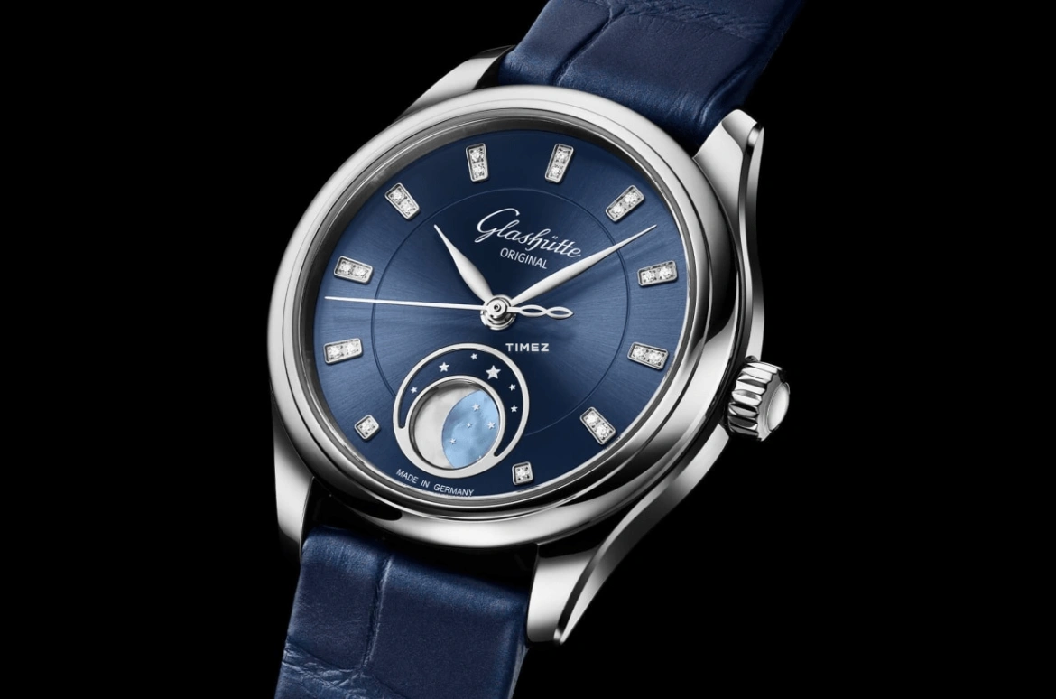 Glashütte Original,Serenade Luna 32.50mm,32.50mm,Stainless Steel,Blue,Automatic,Moonphase,Sapphire,Crystal Glass,1,1-35-14-03-02-04