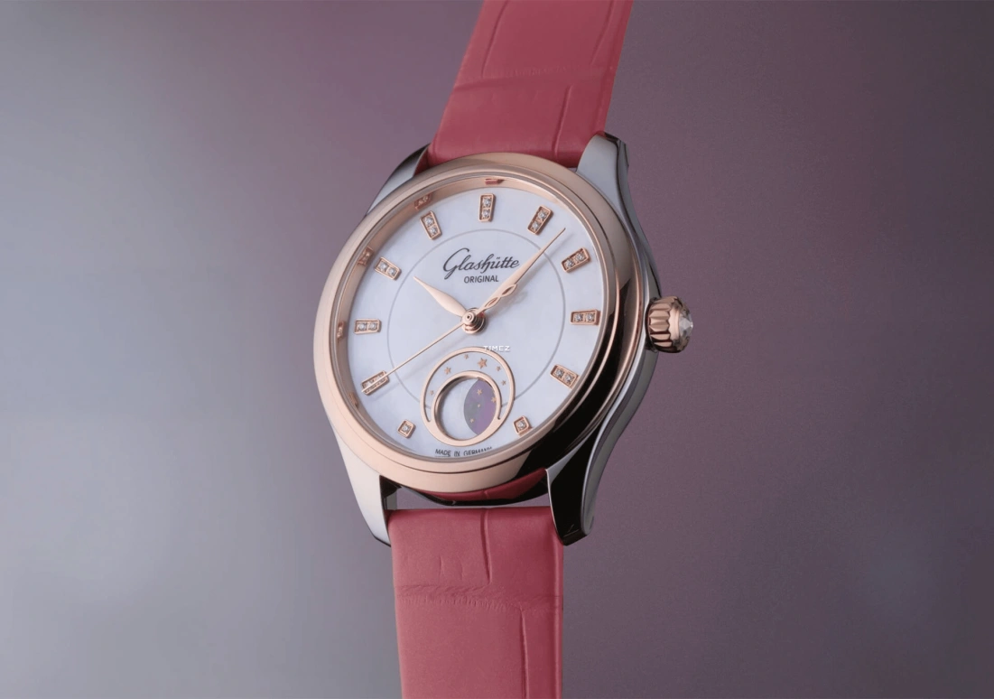 Glashütte Original,Serenade Luna 32.50mm,32.50mm,Stainless Steel,Red Gold,White,Automatic,Moonphase,60hours,1,1-35-14-01-06-04