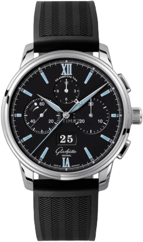 Glashütte Original,Senator 42mm,42mm,Stainless Steel,Black,Automatic,Chronograph,Power Reserve Indicator,Flyback,Big Date,70hours,In-house Caliber,1,1-37-01-03-02-33
