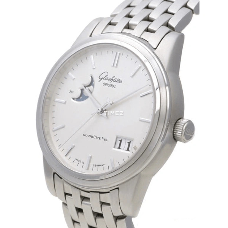 Glashütte Original,Senator 37mm,37mm,Stainless Steel,Silver White,Automatic,Moonphase,Day,39,39-41-04-12-14