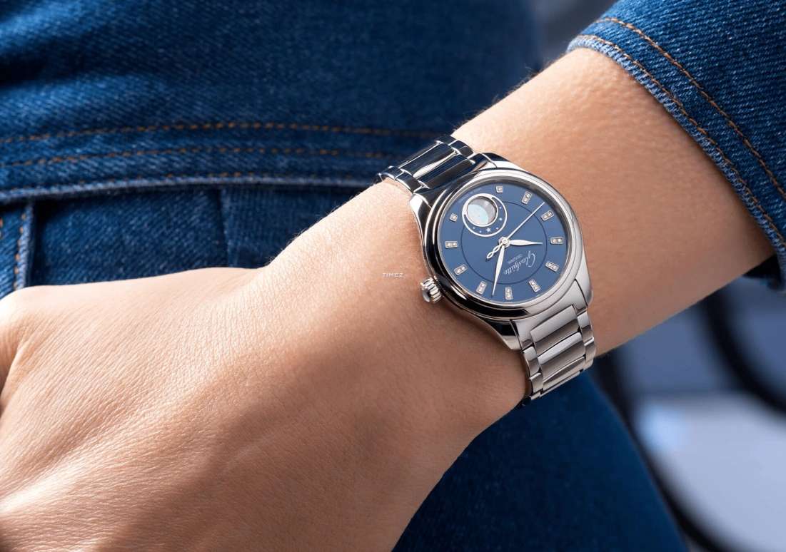 Glashütte Original,Serenade Luna 32.50mm,32.50mm,Stainless Steel,Blue,Automatic,Moonphase,Sapphire,Crystal Glass,1,1-35-14-03-02-14