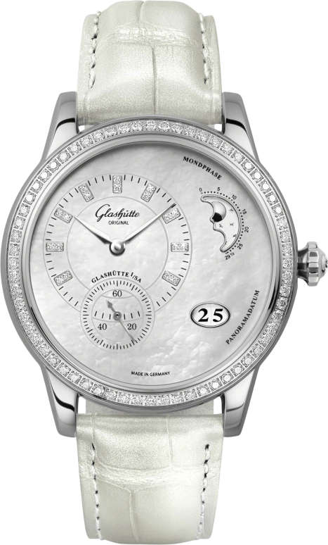 Glashütte Original,Pano 39.40mm,39.40mm,Stainless Steel,White,Automatic,Moonphase,Big Date,1,1-90-12-01-12-01