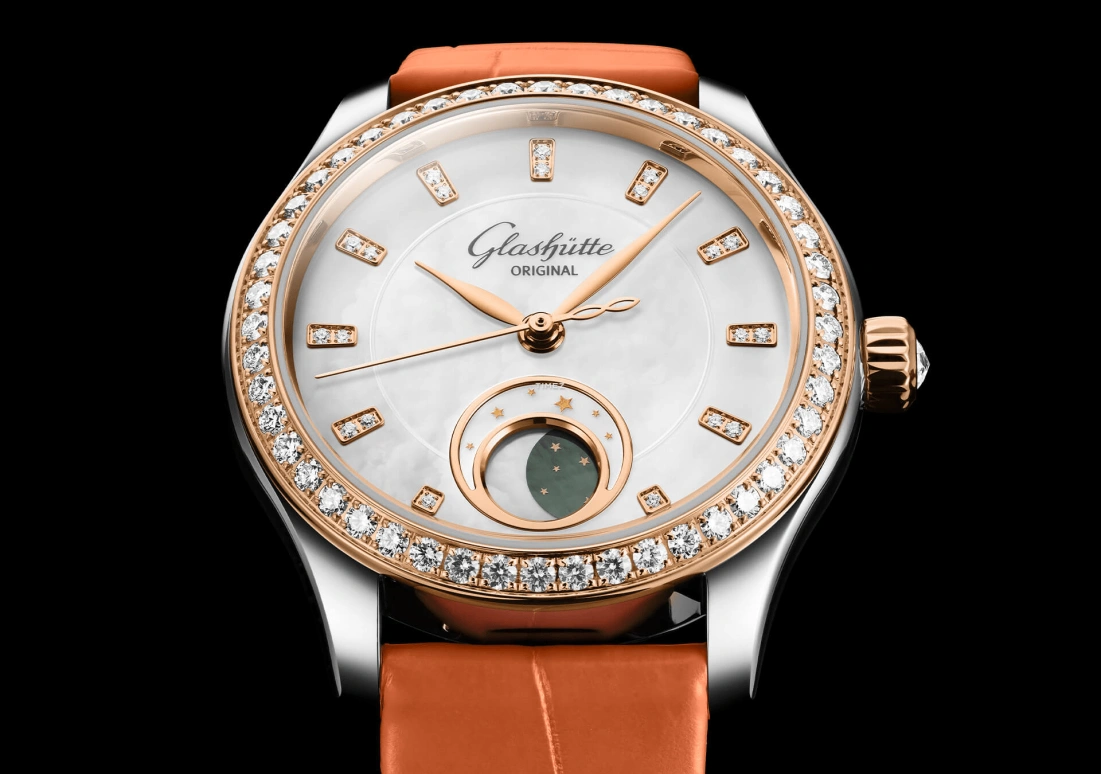 Glashütte Original,Serenade Luna 32mm,32mm,Stainless Steel,Red Gold,White,Automatic,Moonphase,60hours,1,1-35-14-01-16-04