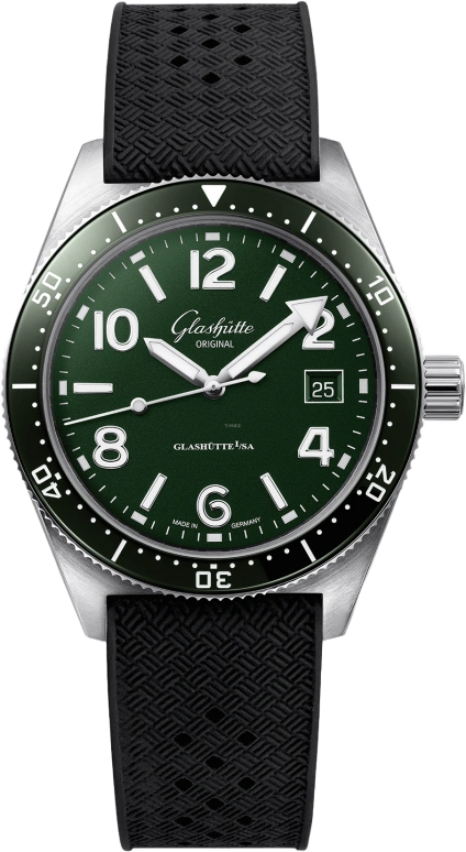 Glashütte Original,SeaQ 39.50mm,39.50mm,Stainless Steel,Green,Automatic,Date,40hours,1,1-39-11-13-83-33