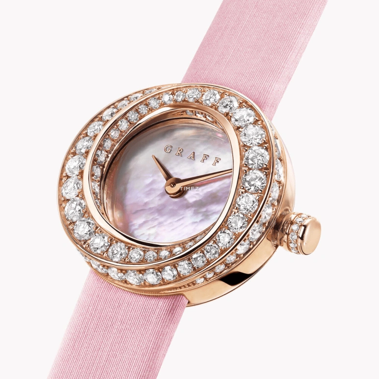 Graff,Spiral 19mm,19mm,White Gold,Rose Gold,Pink,Light,Quartz,Round,Rose Gold,GSP19PGDMPP