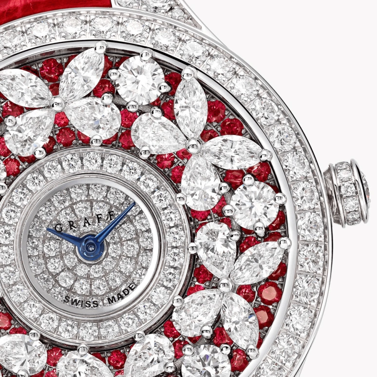 Graff,Butterfly 33mm,33mm,White Gold,White,Red,Silver,Quartz,Sapphire,Crystal Glass,Round,BF33WGDR