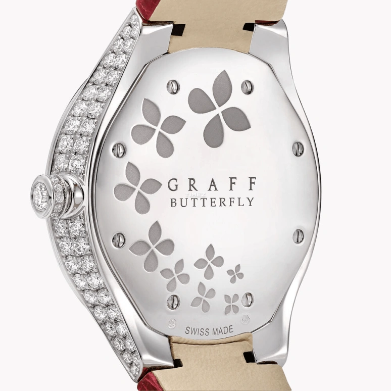 Graff,Butterfly 33mm,33mm,White Gold,White,Red,Silver,Quartz,Sapphire,Crystal Glass,Round,BF33WGDR