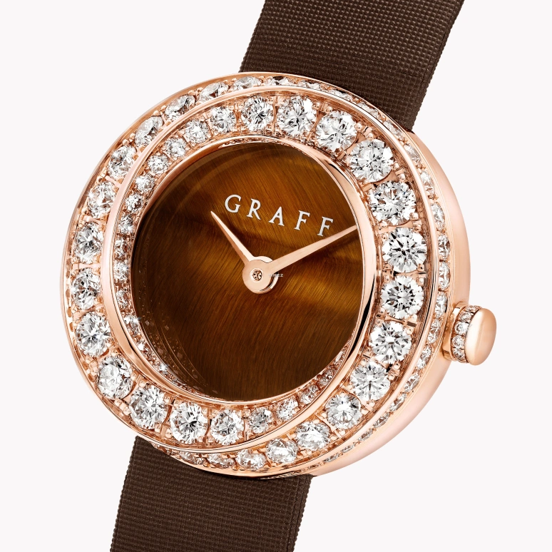 Graff,Spiral 23mm,23mm,Rose Gold,Orange,Brown,Quartz,Sapphire,Crystal Glass,Round,GSP23PGD