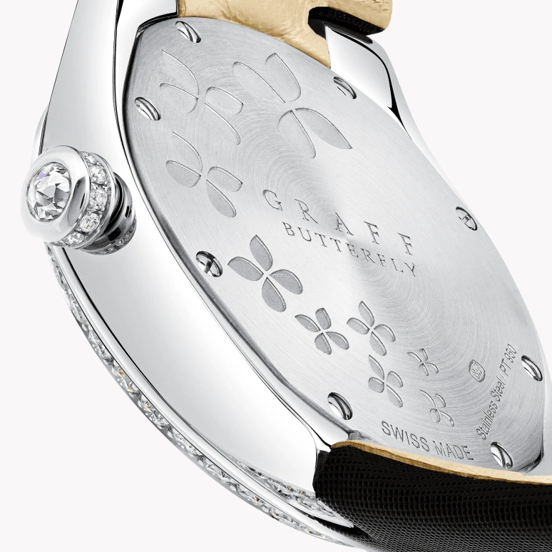 Graff,Butterfly 28mm,28mm,Stainless Steel,Platinum,Silver,Quartz,Sapphire,Crystal Glass,Round,BF28SPD