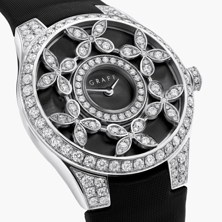 Graff,Butterfly 28mm,28mm,Stainless Steel,Platinum,Silver,Quartz,Sapphire,Round,BF28SPDG